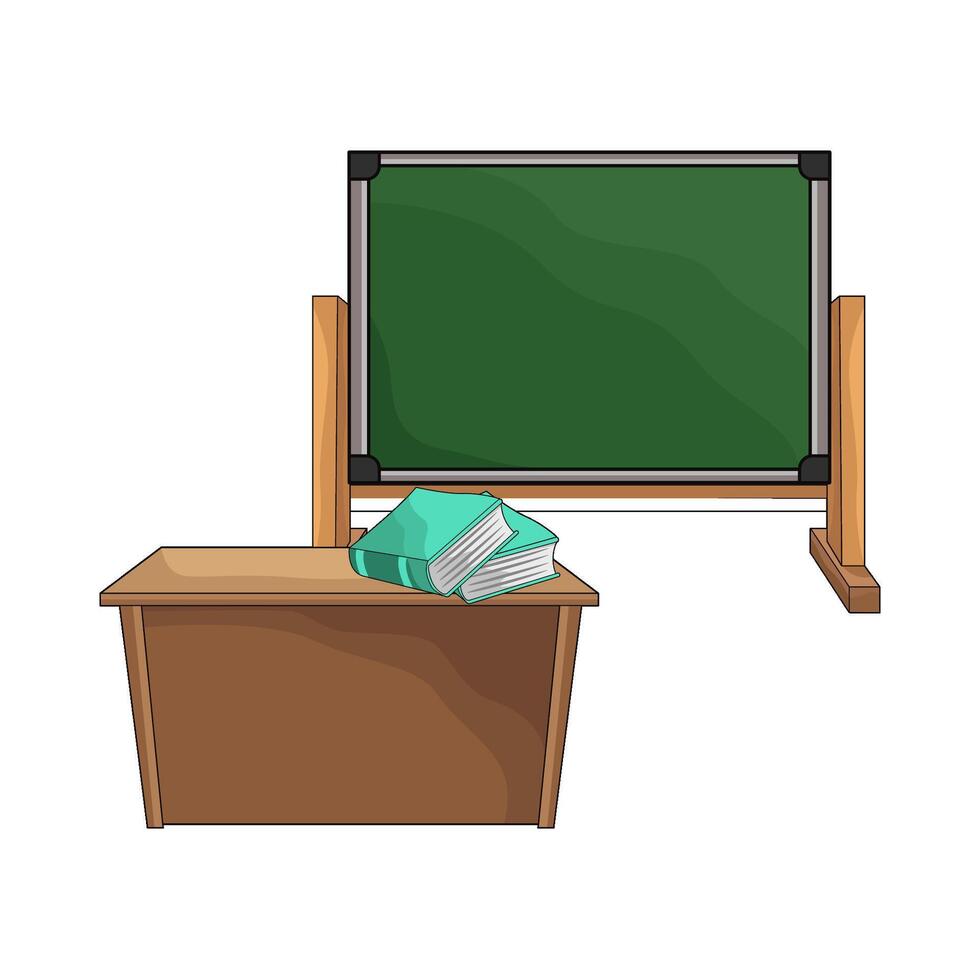 stand chalkboard with teacher table vector