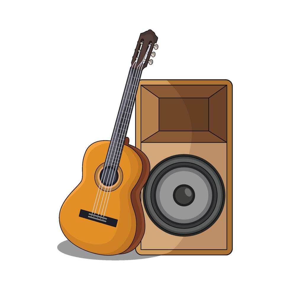 acoustic guitar with amplifier vector