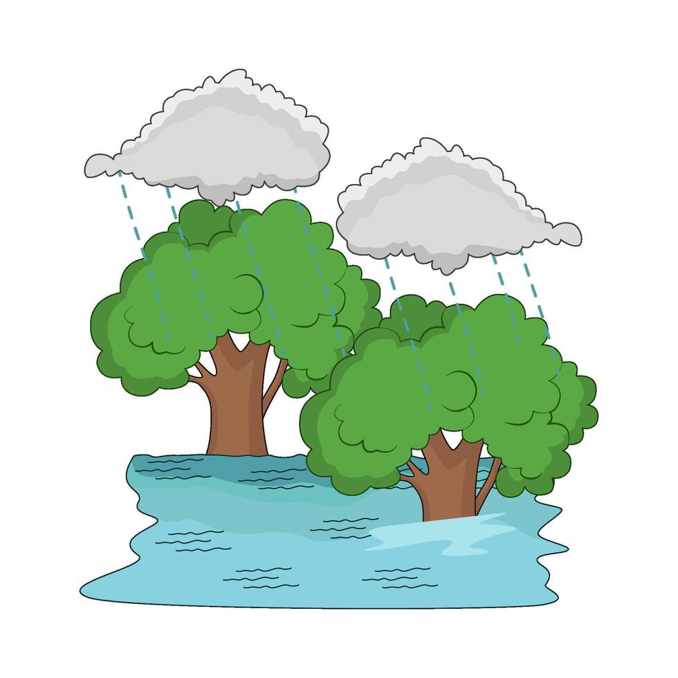 Heavy Rain Causes Flash Flood vector