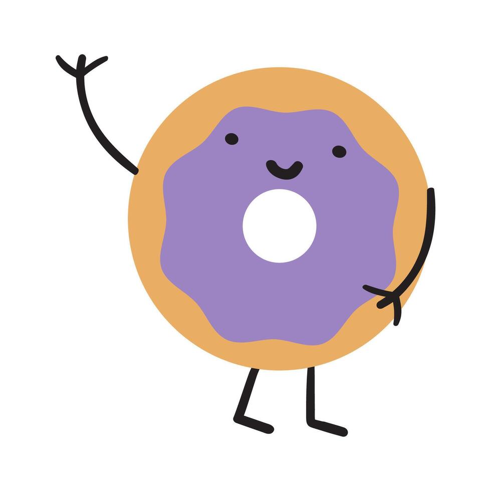 Cute donut. Smiling character. Flat design. Illustration on white background. vector