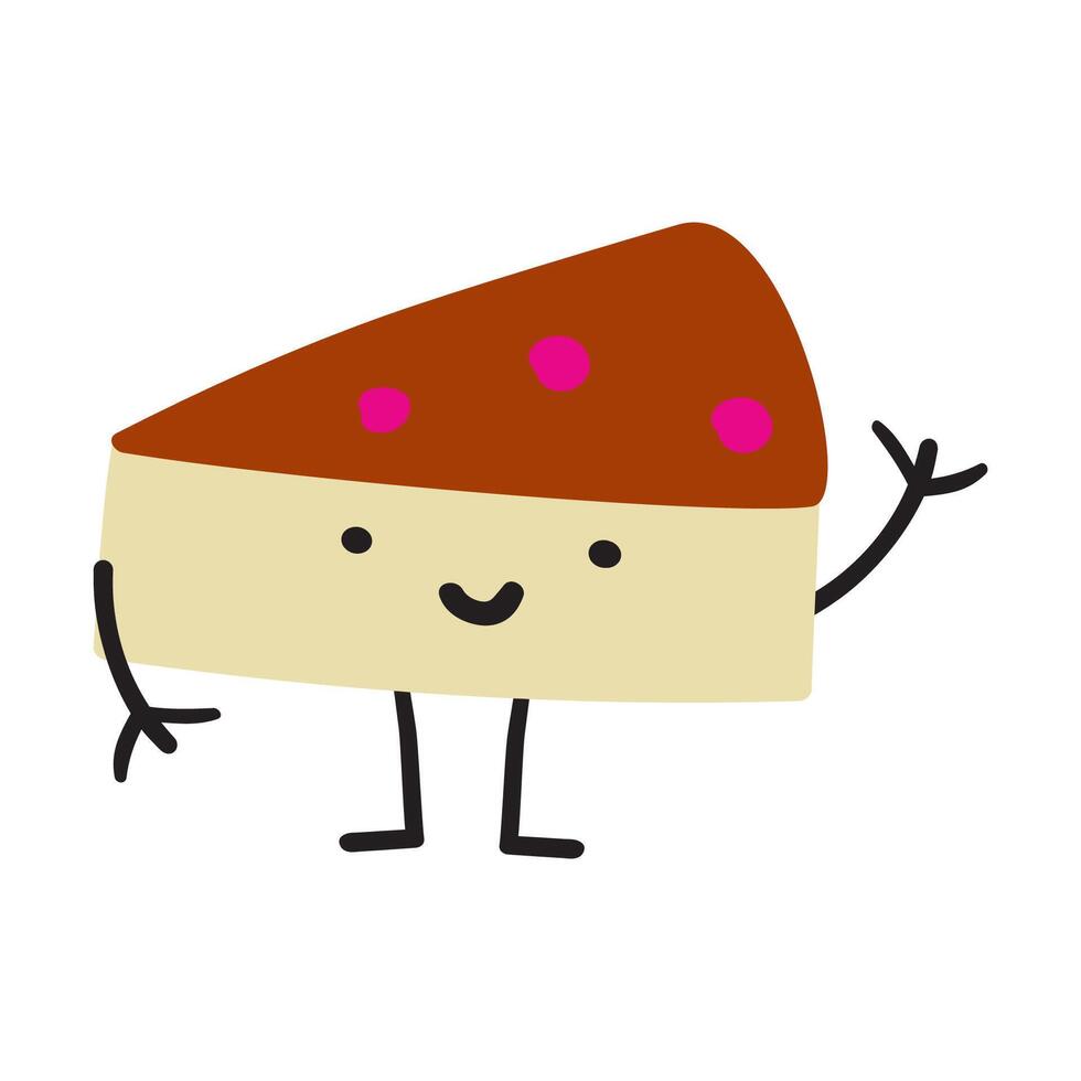 Cute cake. Character. Hand drawn design. Illustration on white background. vector