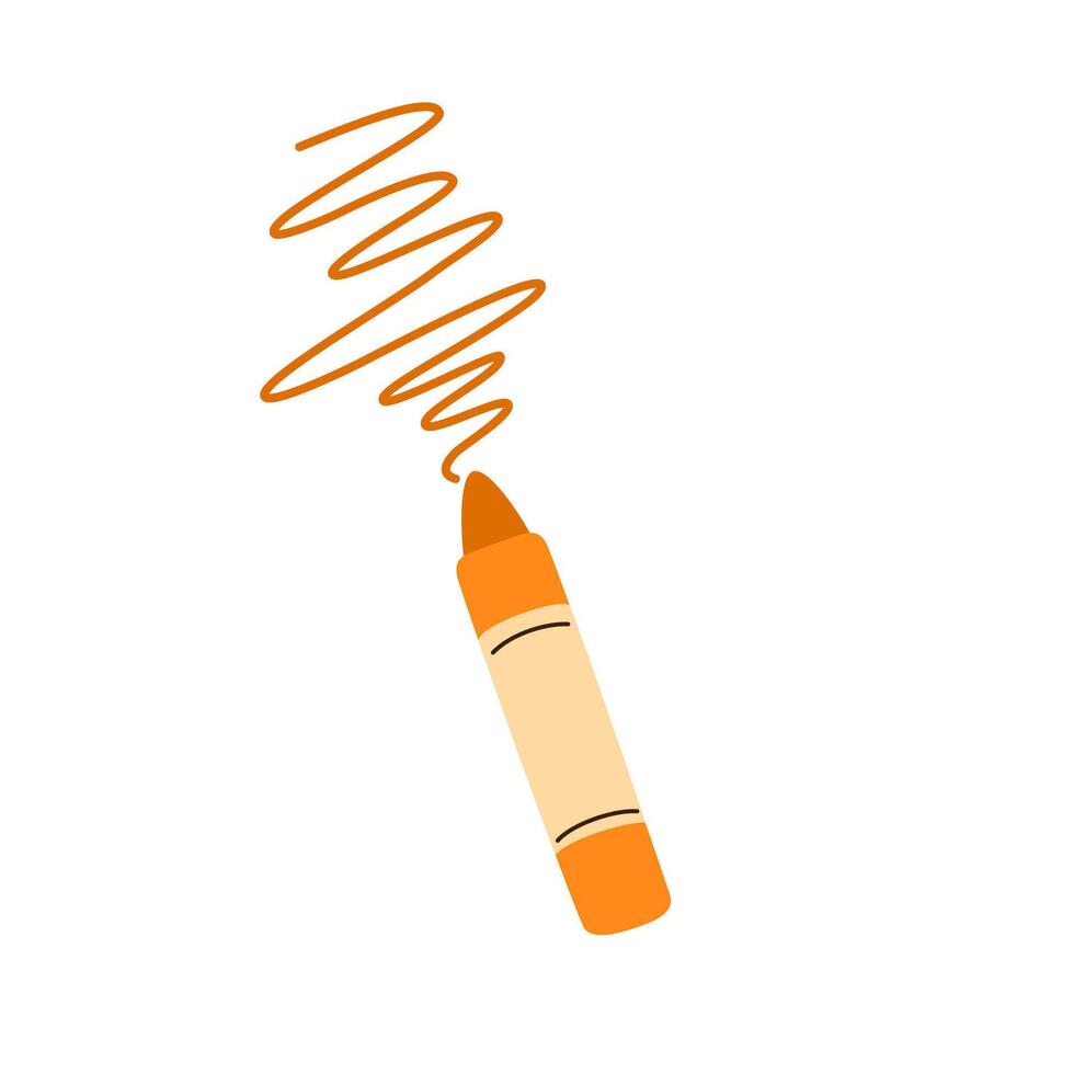 Crayon pencil. Drawing stick, wax supplier. Painting accessory for fine art. Stationery, oil pastel, colored pigments. Flat graphic illustration isolated on white background vector