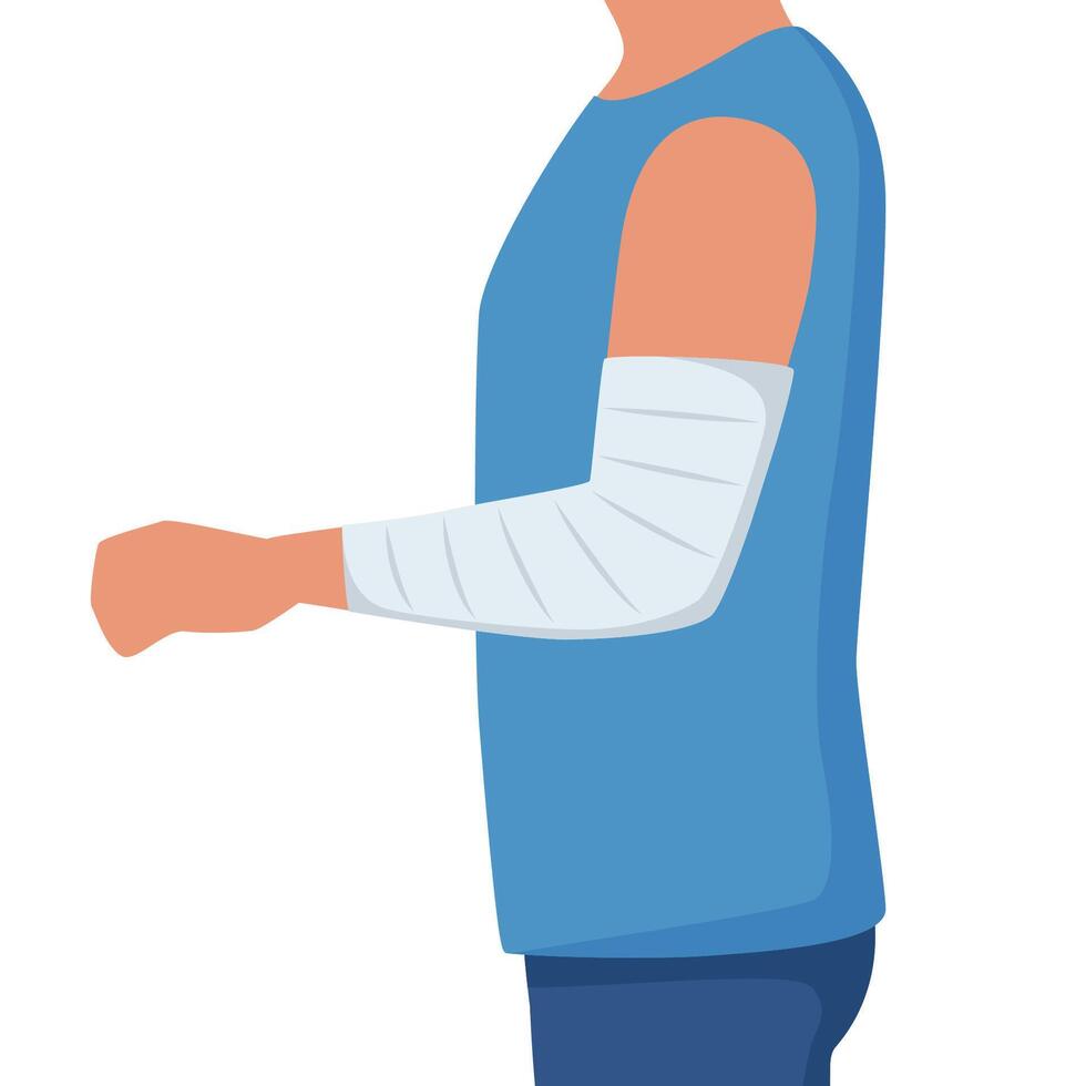 Bandaged arm. Medical elastic bandage. Element of health care, first aid. illustration. vector