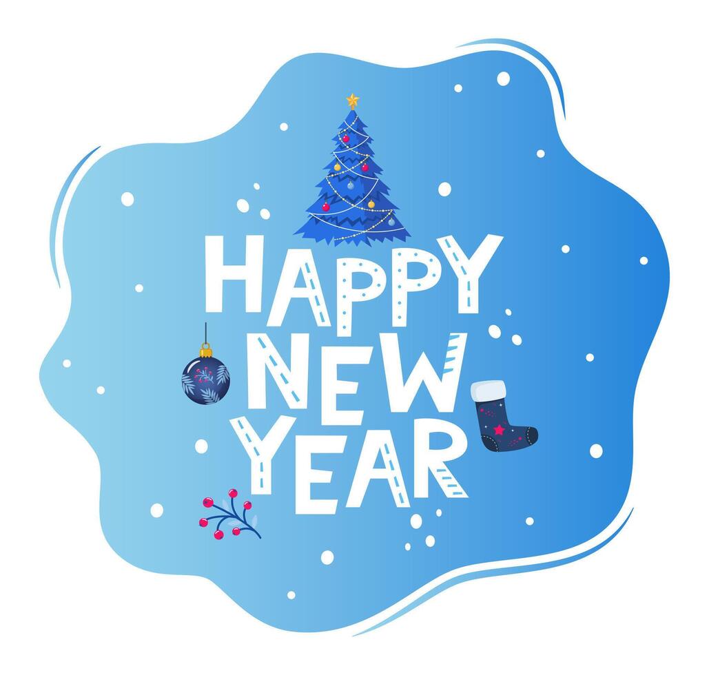 Happy New Year text decorated lettering. Typography for cards, poster, t-shirt, invitations, other types design. illustration. vector