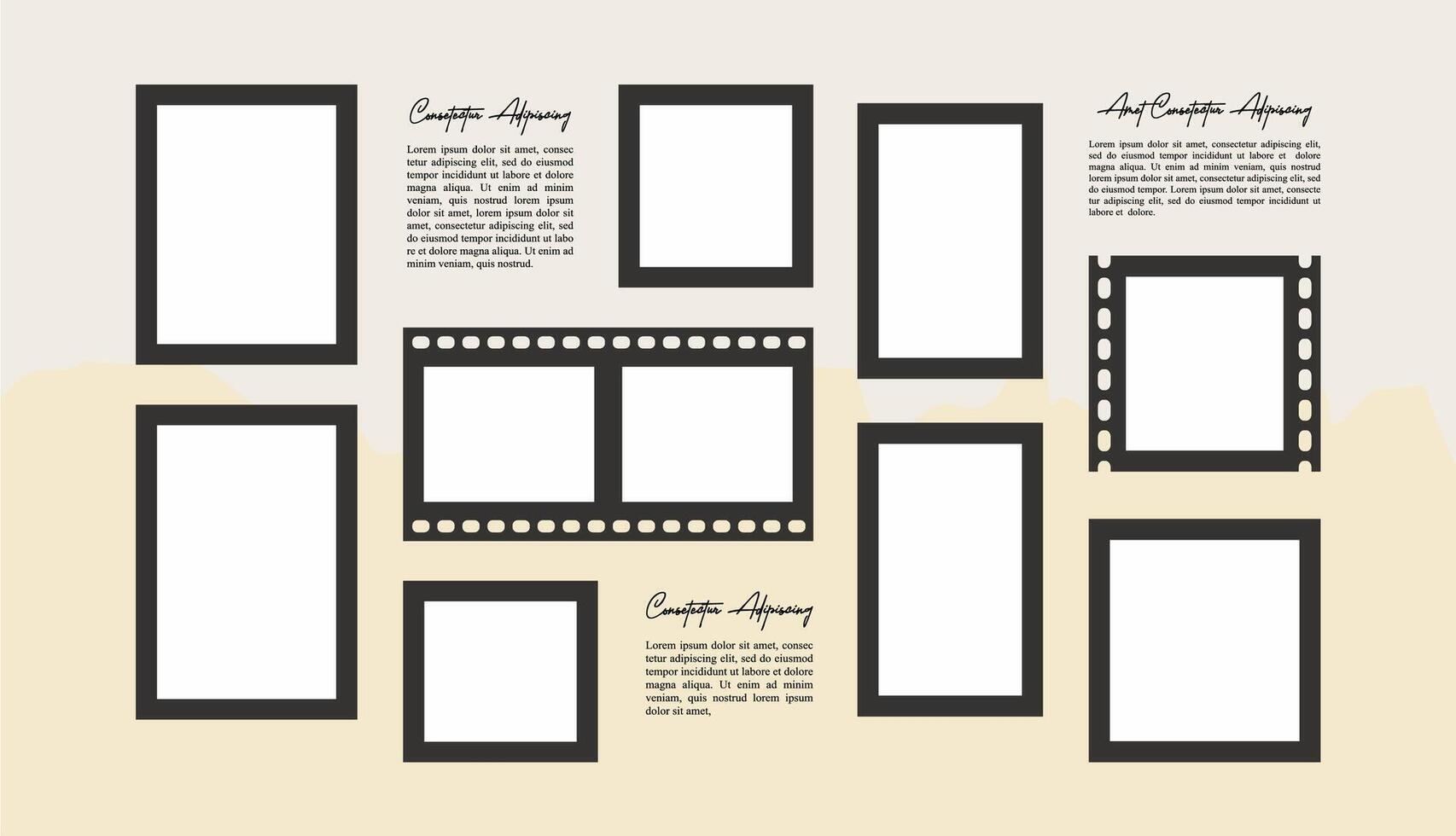 grid digital photo wall template vector