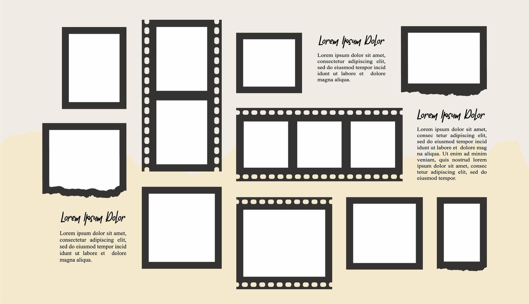 abstract photo frames and digital photo wall template vector