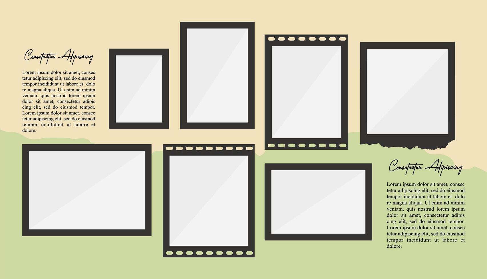 photo frame collage collection template design vector