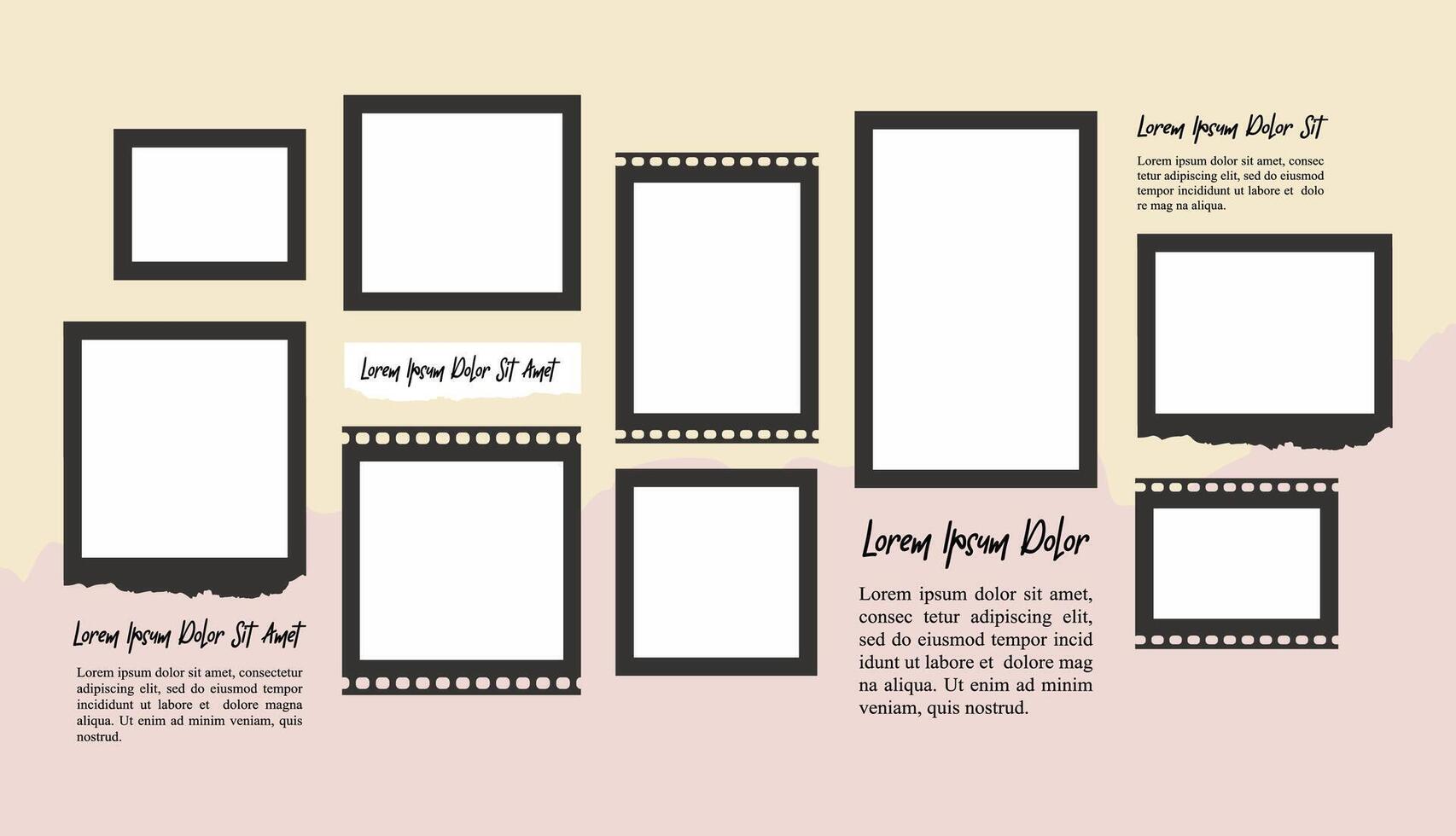 Collage grid photo effect template design vector