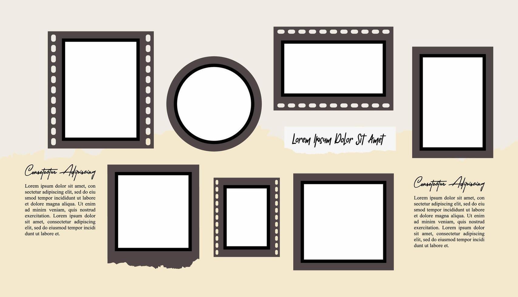 photo frames on light background Pile of photo vector