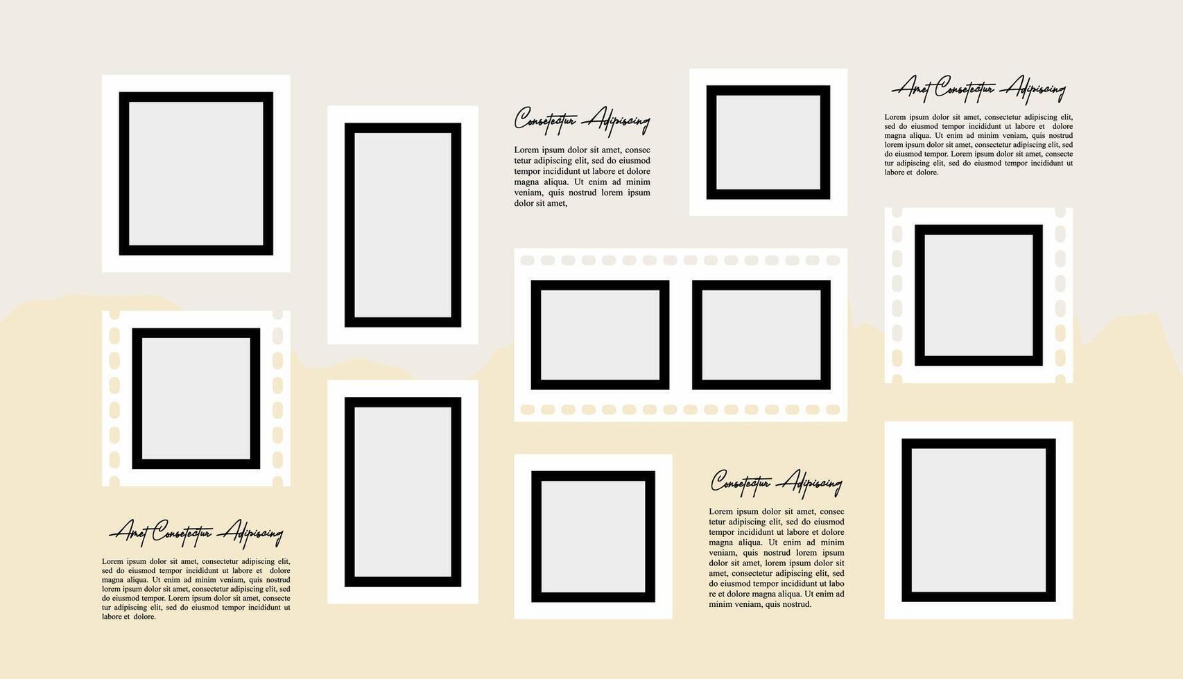 Blank collage frame template for photos and images vector