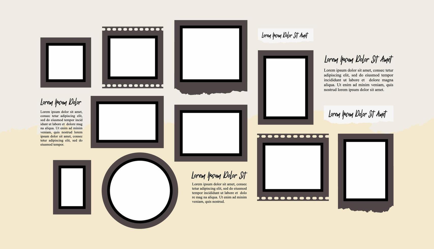 Collage photo frames set with text vector
