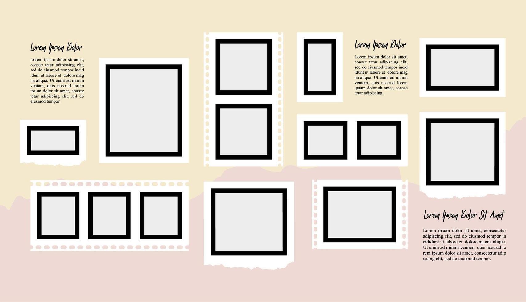 Collage of realistic frames Border vector