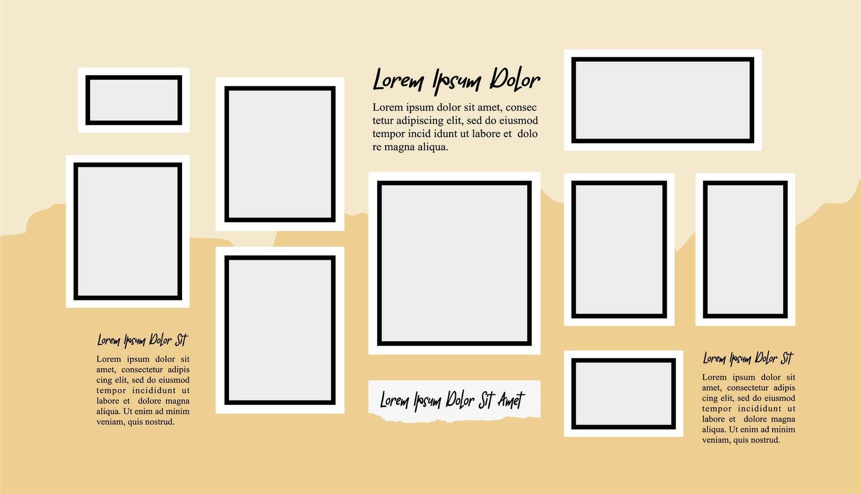 Pictures or photos frame collage and digital photo wall template vector