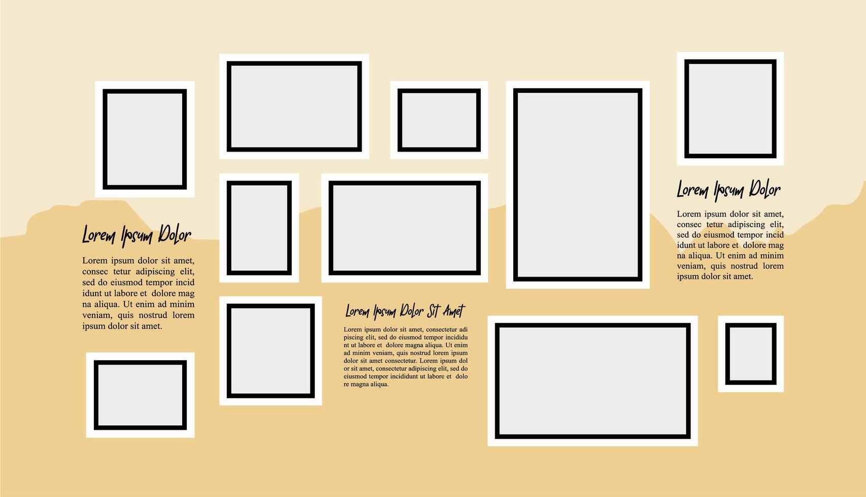 Picture collage and digital photo wall template vector