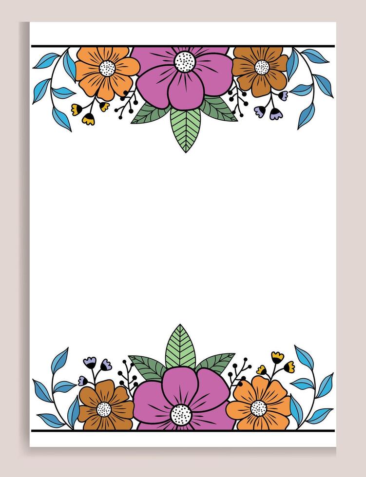 Isolated Colorful line frame icon leaf floral border divider with circular rectangle vector
