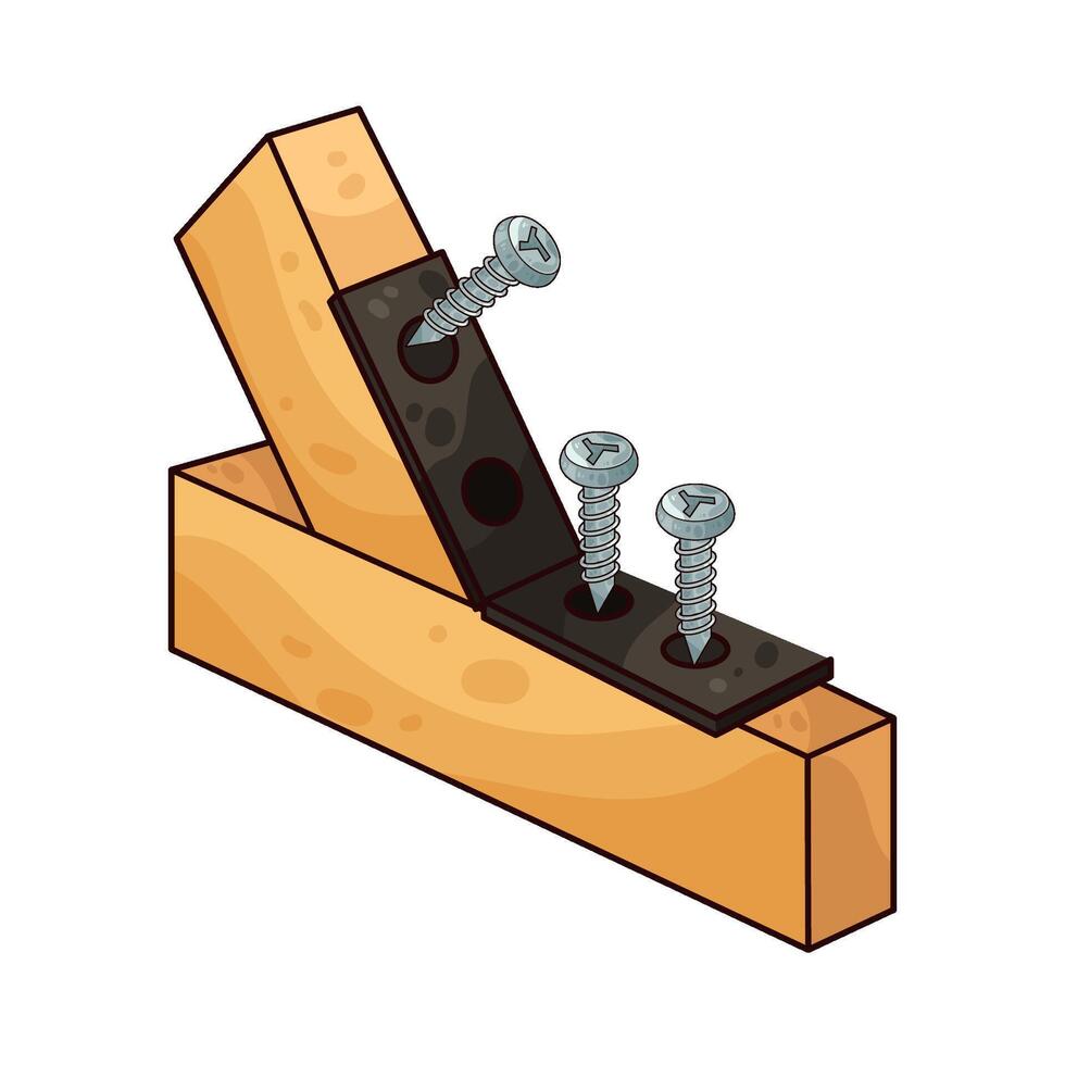screw with wood illustration vector
