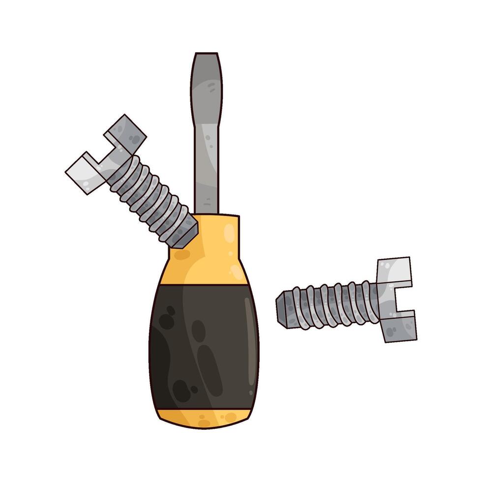 illustration of screw and screwdriver vector
