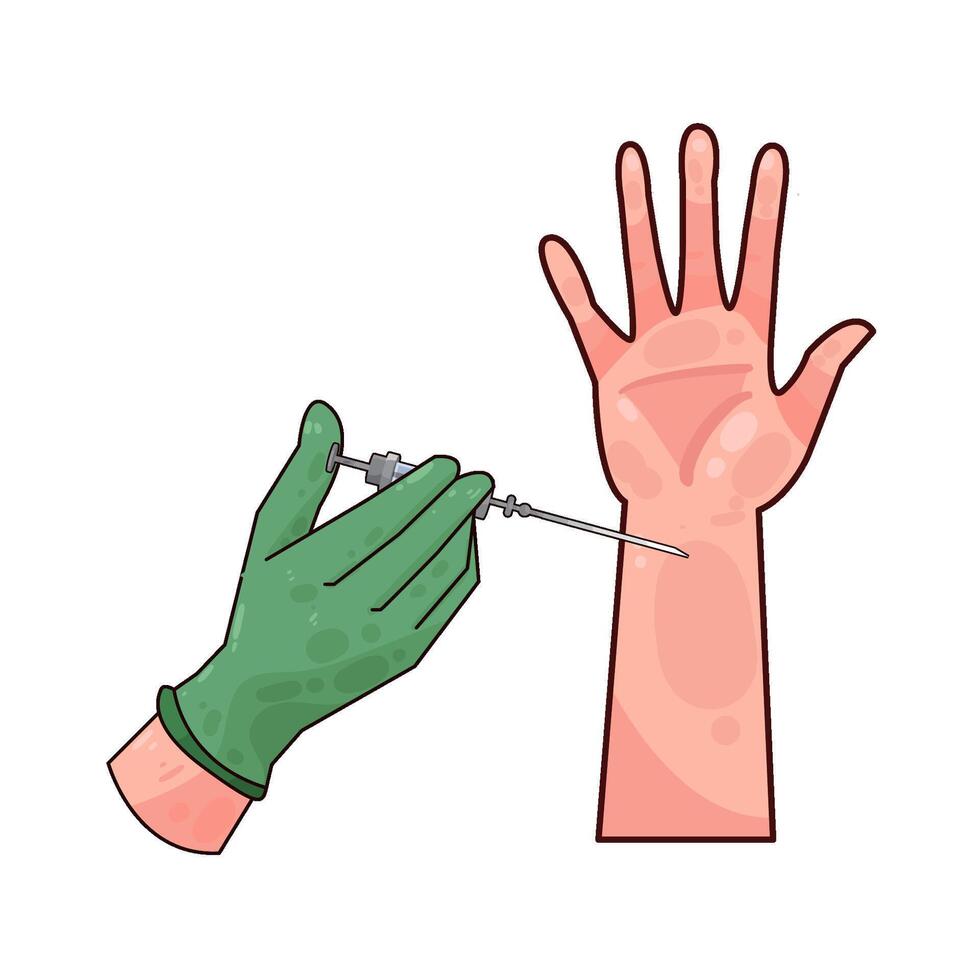 patient's hand being injected vector