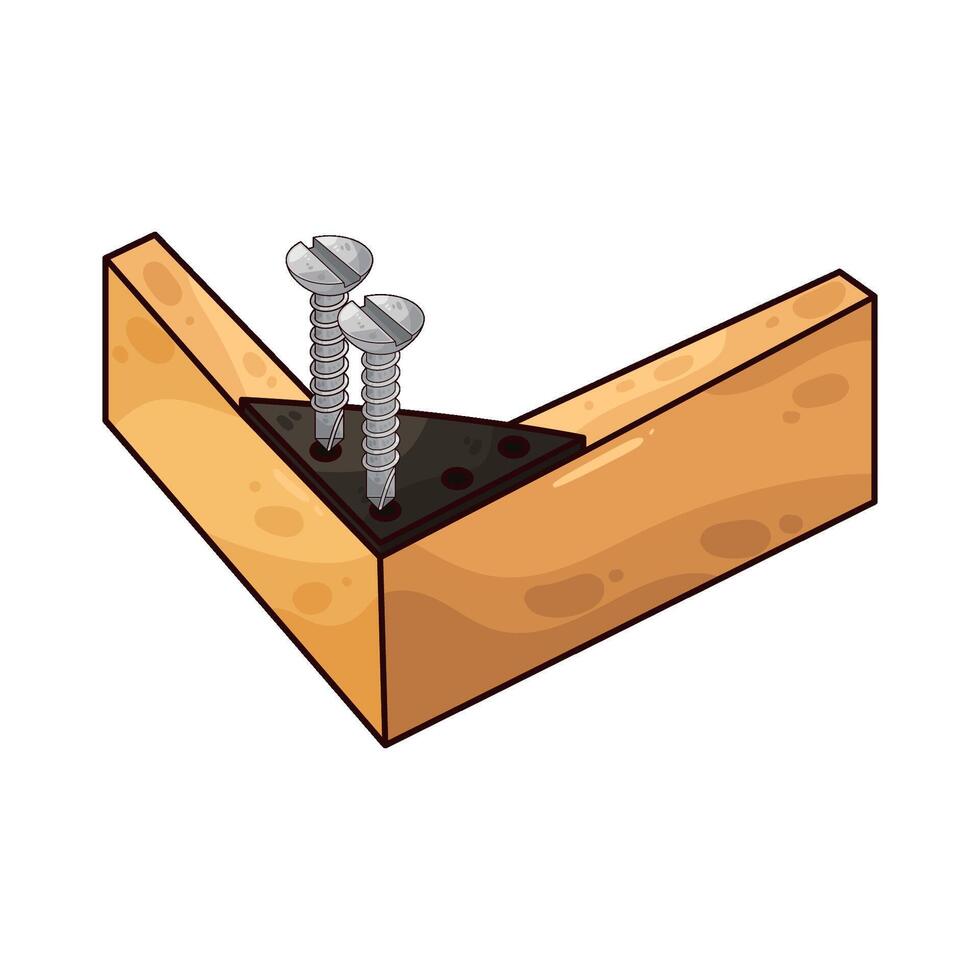 screw stuck in wood illustration vector