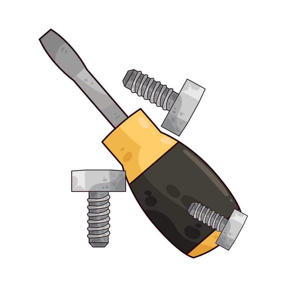 illustration of screwdriver and screw vector