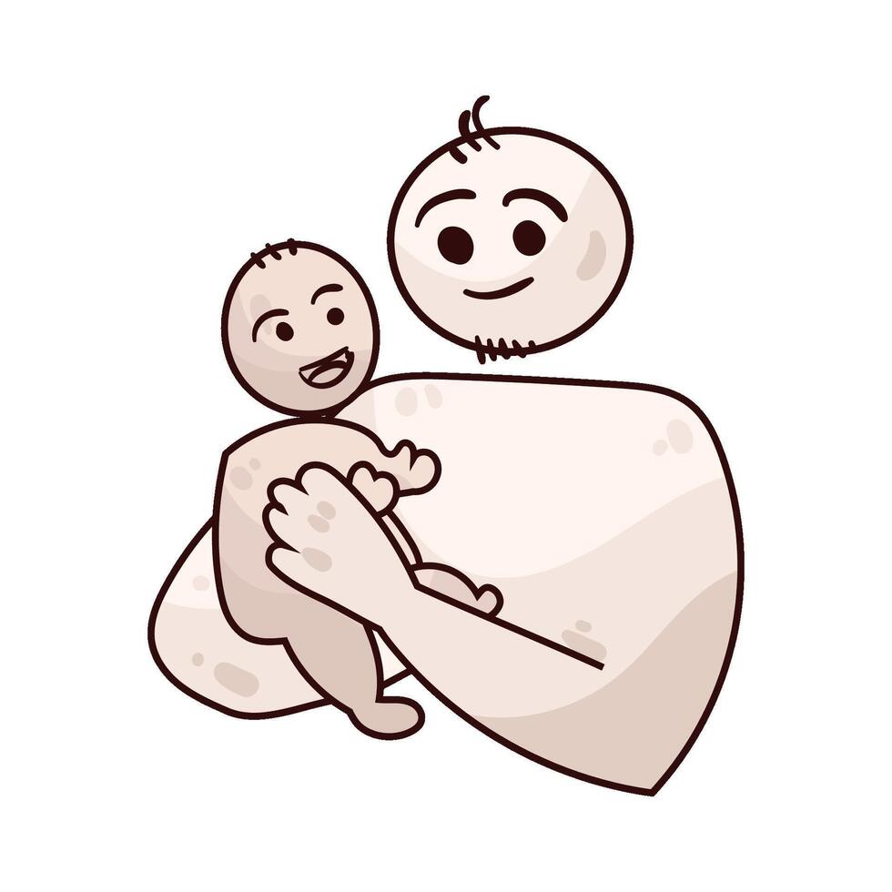 Illustration of Father holding a baby vector