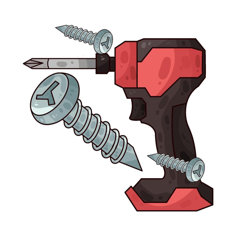 drill and three screws vector