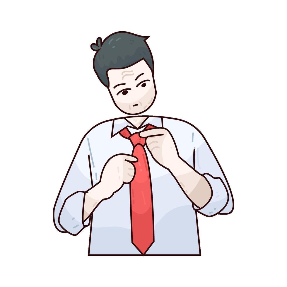 Illustration of Father tying a tie vector