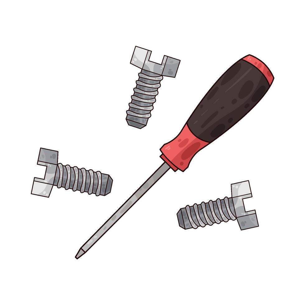 screwdriver and screw vector