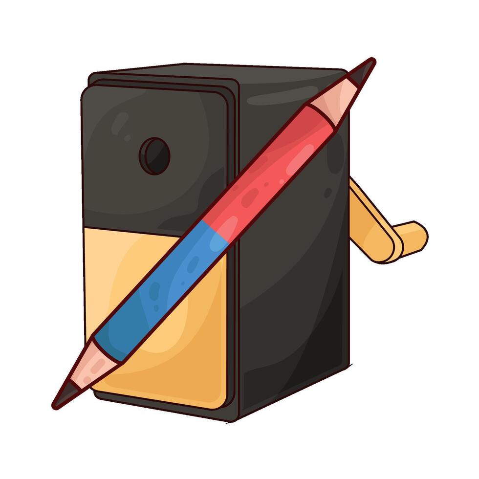 illustration of sharpener and pencil vector