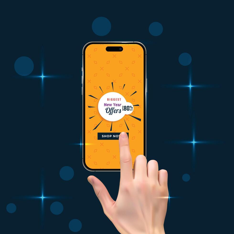 New Year Sale Exclusive Discounts on Your Mobile vector
