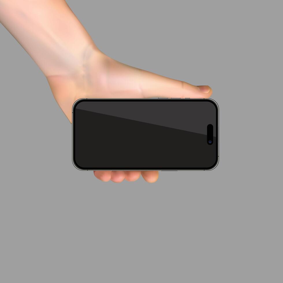 Showcasing Innovation Hand Holding a Mobile Phone for Advertisement vector