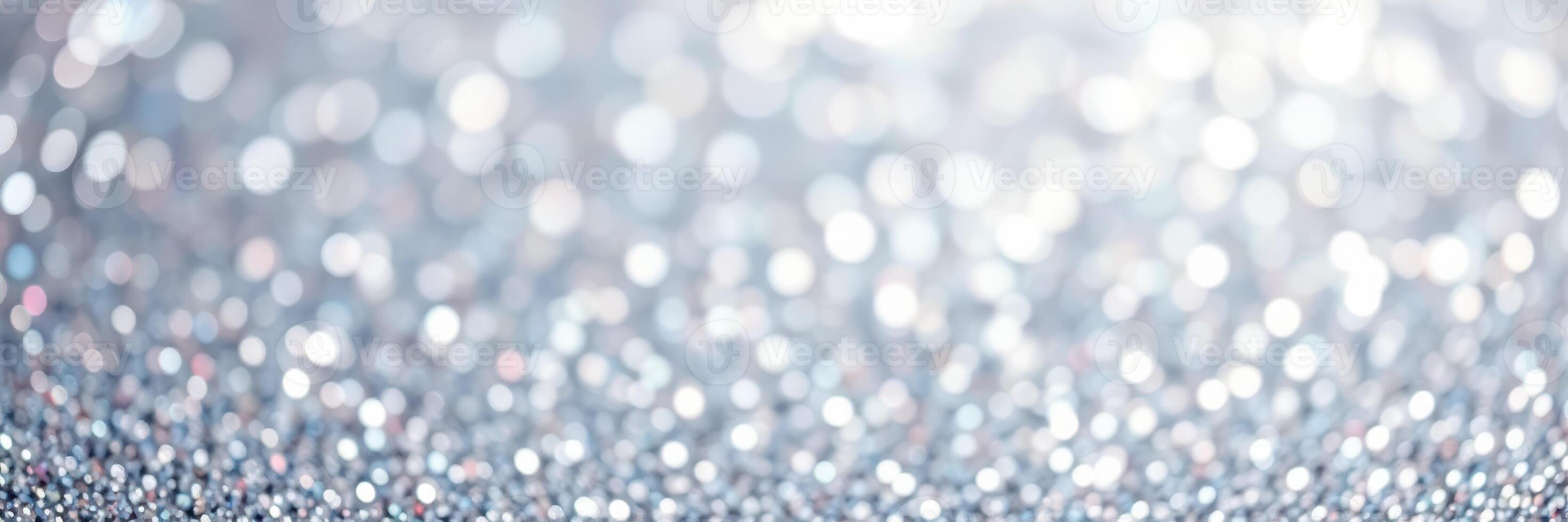 Sparkling silver bokeh lights create a shimmering background for festive celebrations and elegant events photo