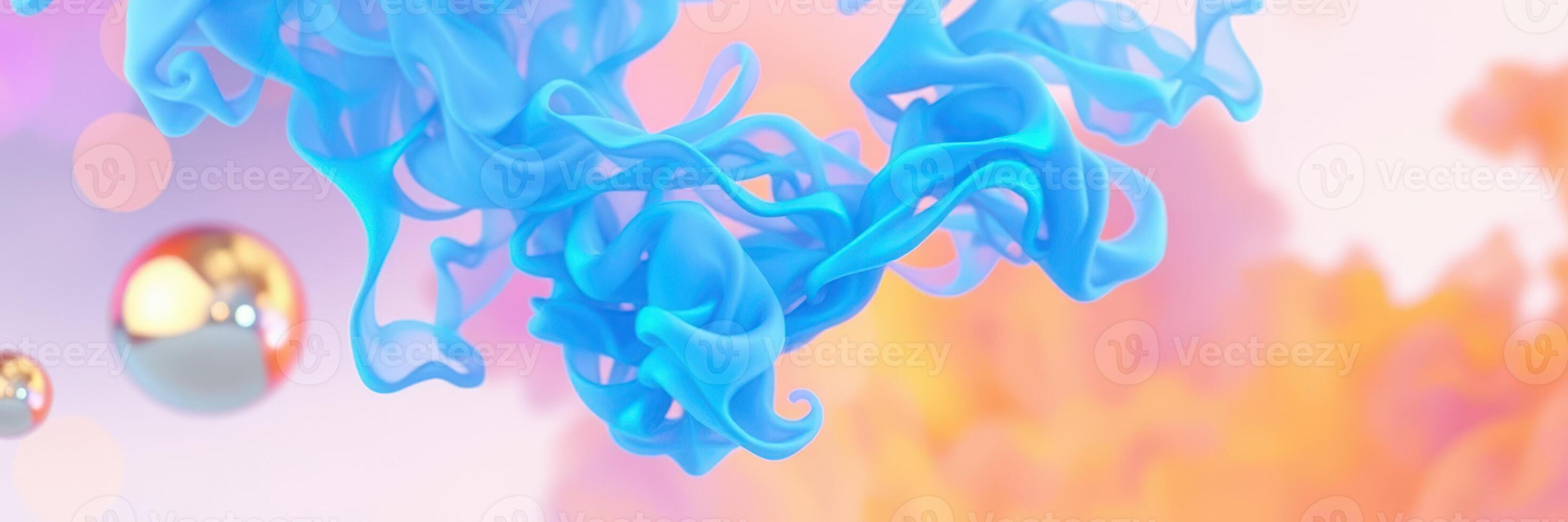 Colorful blue swirling shapes create a captivating visual experience in an abstract setting photo
