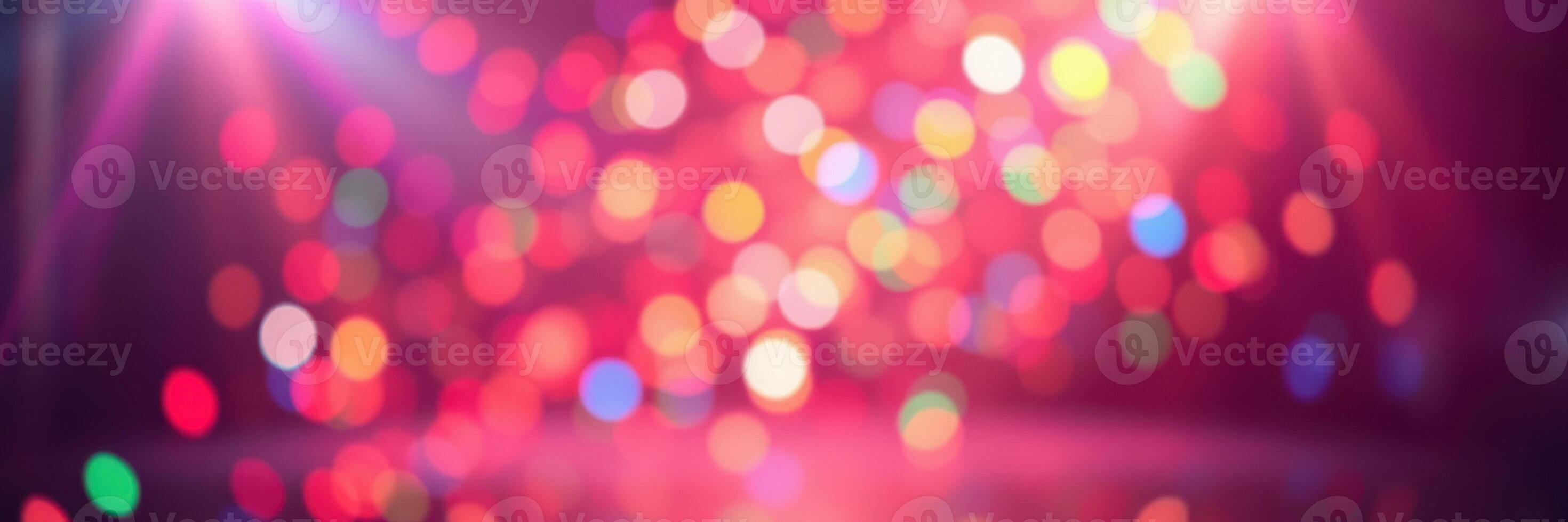 Colorful bokeh lights illuminate a vibrant setting ideal for celebrations and gatherings during the evening photo