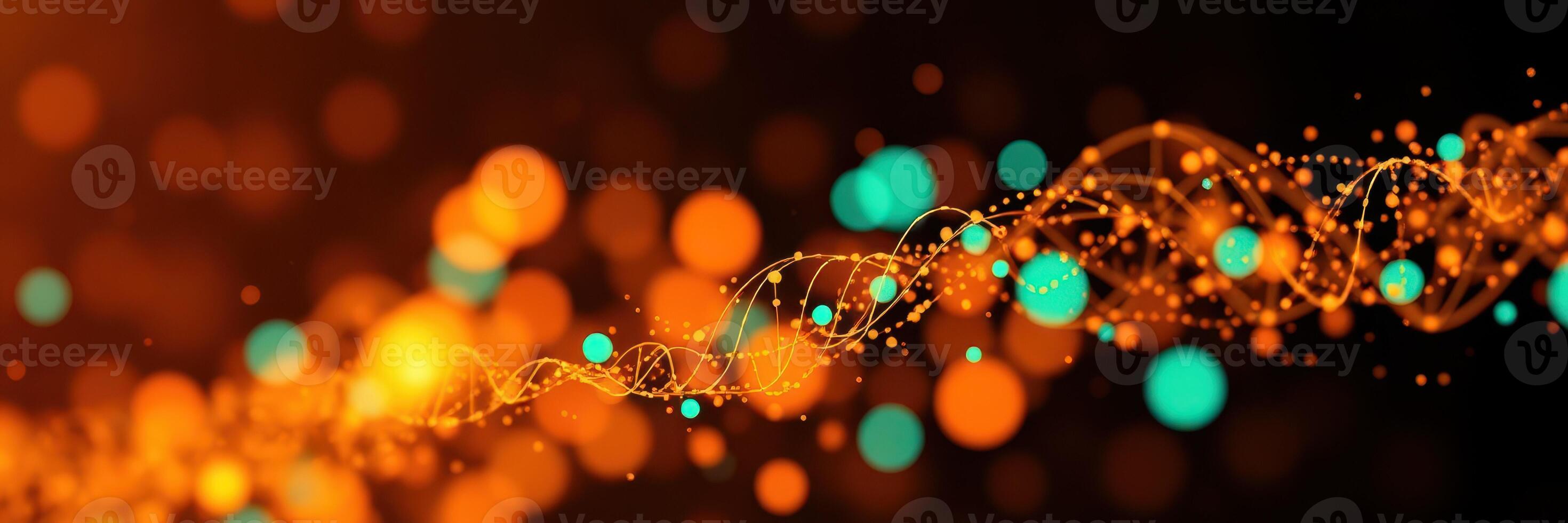 Colorful light trails create an abstract visual effect with vibrant orange and turquoise circles in a dark background photo