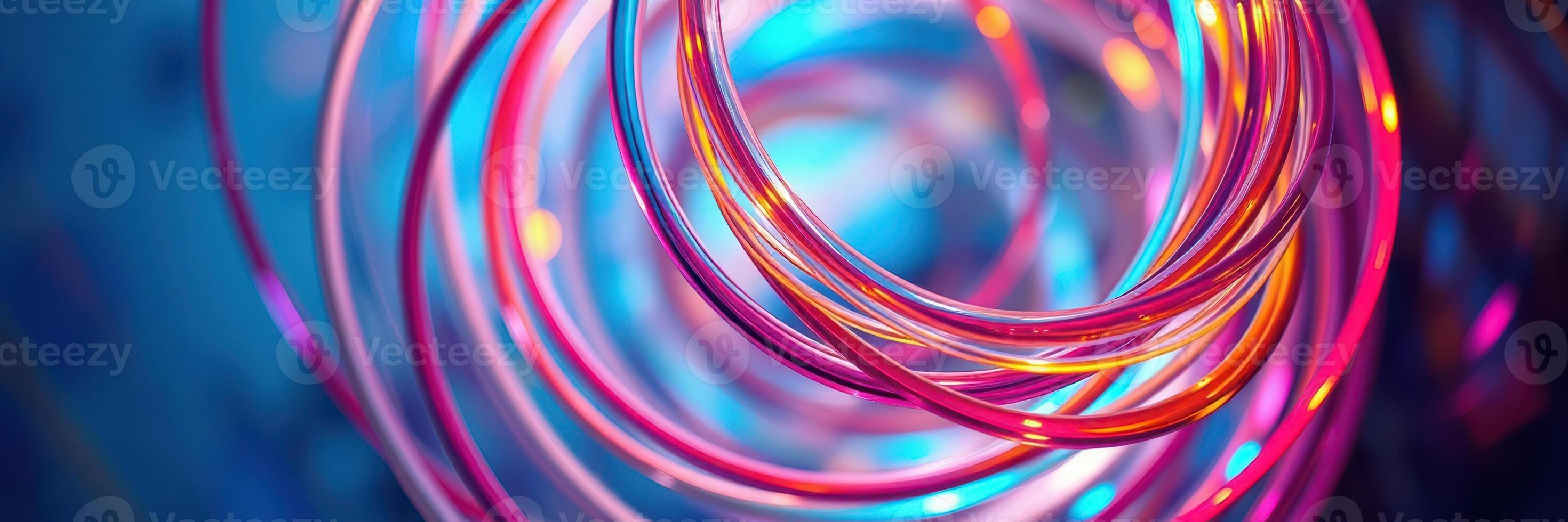 Colorful swirling lights create an energetic atmosphere in a vibrant setting during an evening celebration photo