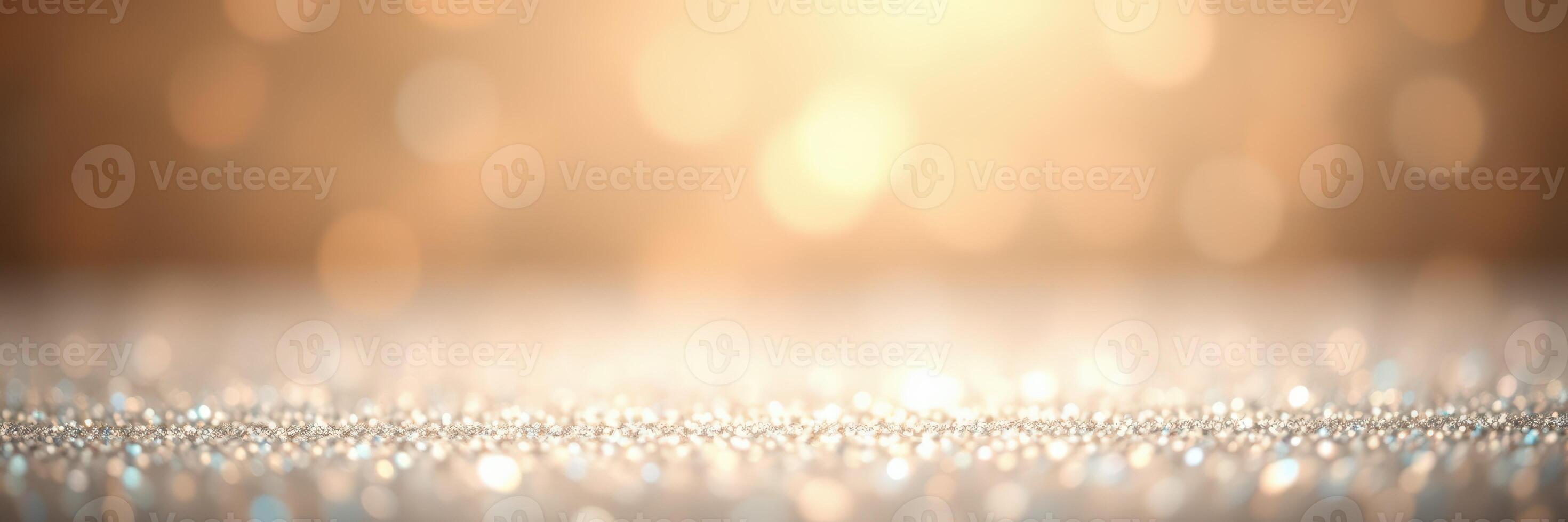 Sparkling surface with soft golden bokeh effect creating a dreamy atmosphere during evening light photo