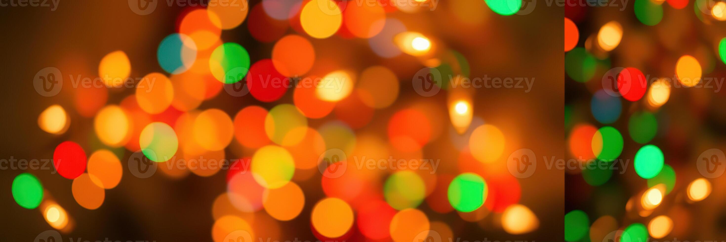 Colorful bokeh lights create a festive atmosphere during the winter holiday season photo