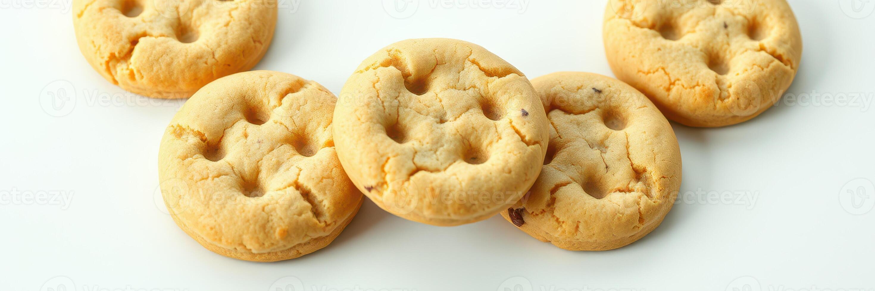 Homemade butter cookies arranged elegantly on a light background, showcasing their golden-brown color and unique shape photo