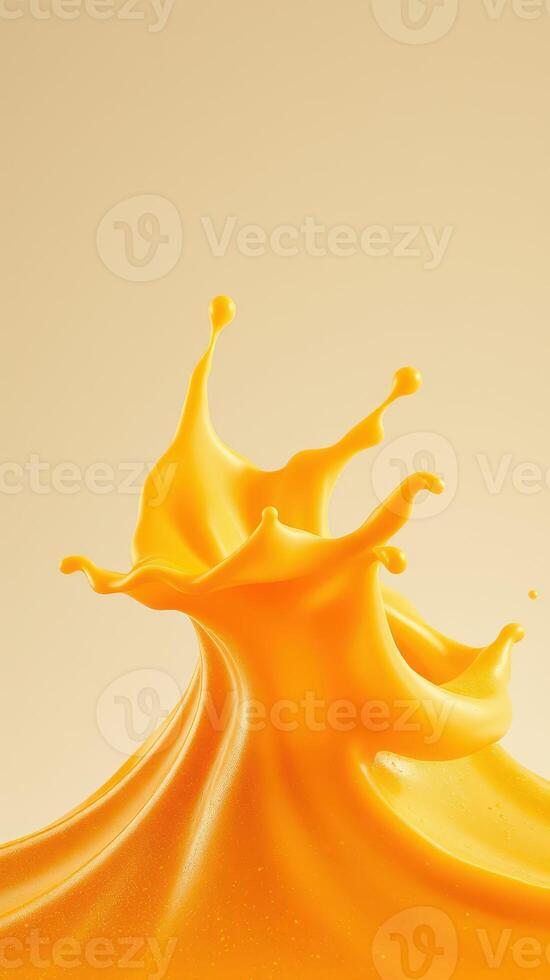 Vibrant orange liquid splash captured in an artistic composition highlighting motion and fluidity photo