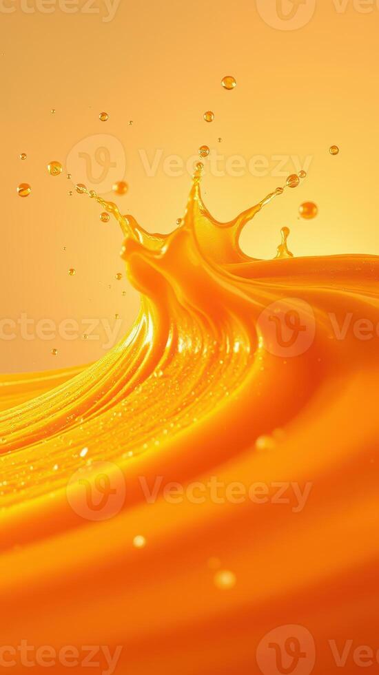 Bright orange liquid splashes and swirls in a captivating display of movement and texture during the golden hour photo