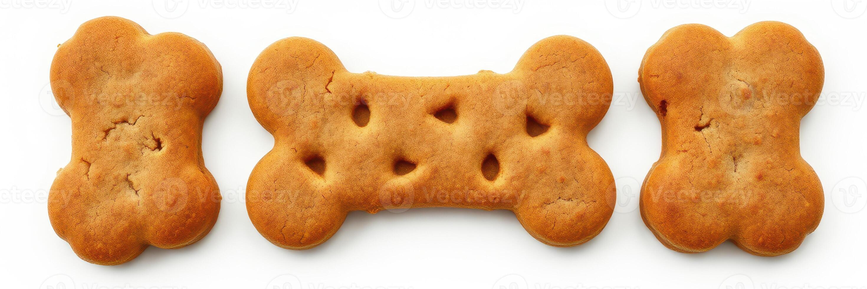 Delicious dog-shaped treats arranged on a white background in a playful pattern photo