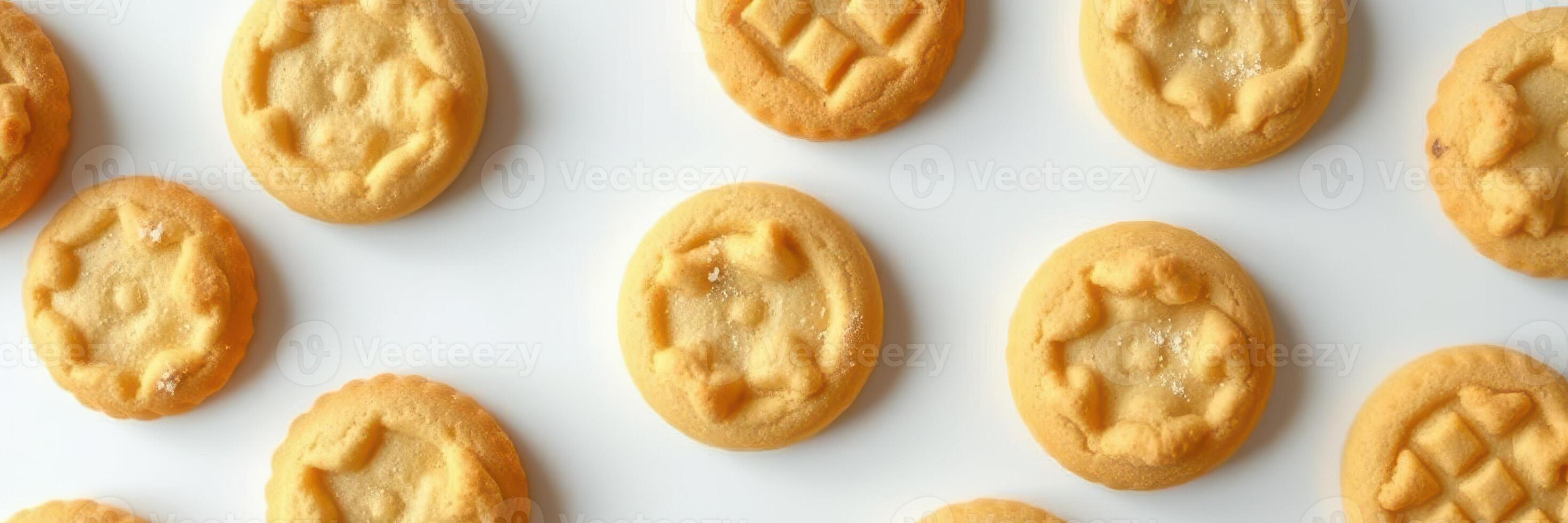 Deliciously baked cookies arranged neatly on a white surface ready for serving or sharing with friends and family photo