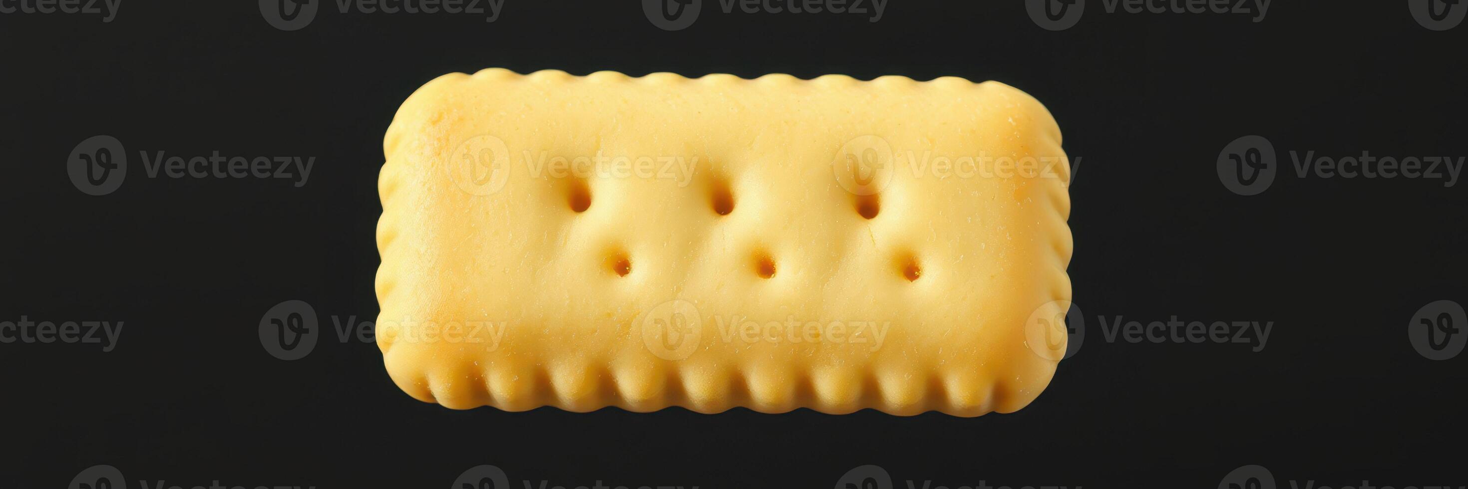 Unique yellow biscuit on black background creates visual appeal in minimalistic food photography photo