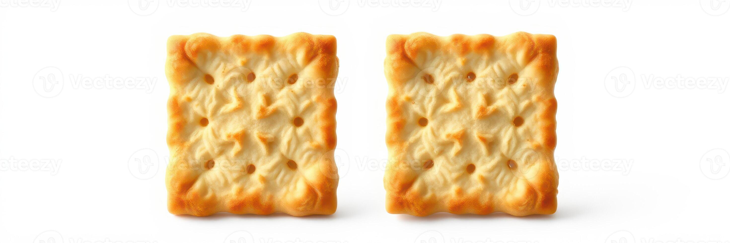 Delicious square crackers served on a clean background, perfect for snacking or pairing with various toppings photo