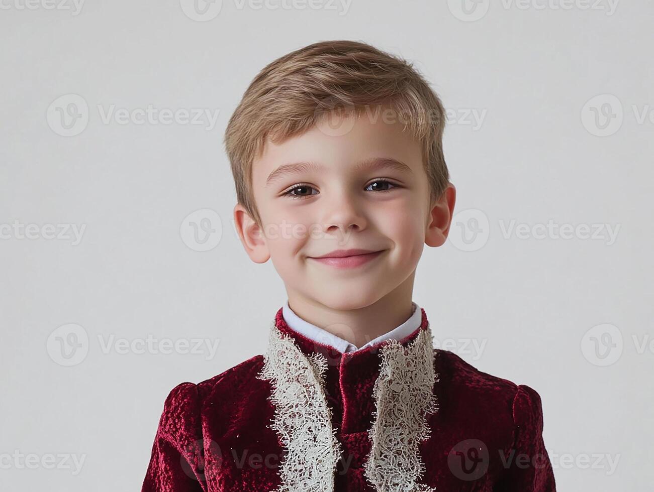 A young boy in a red velvet suit photo