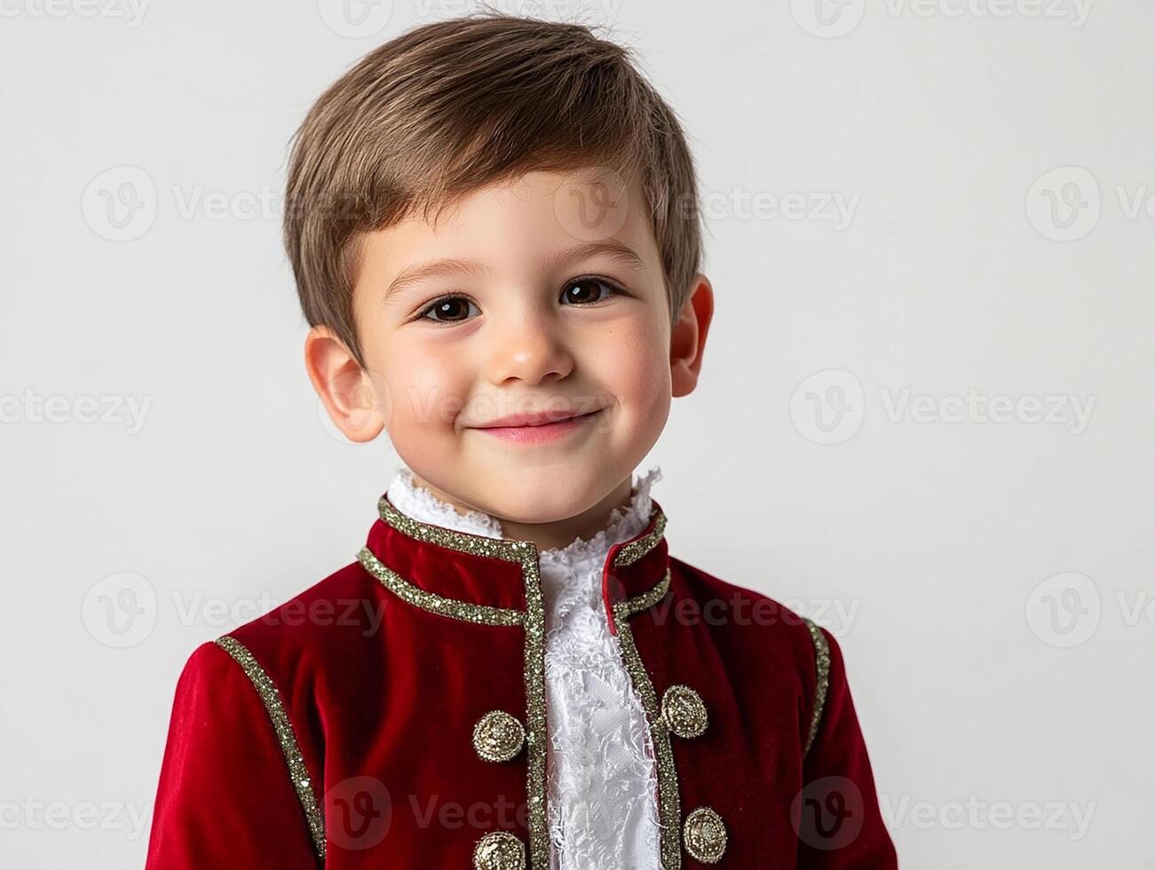 A young boy in a red velvet suit photo