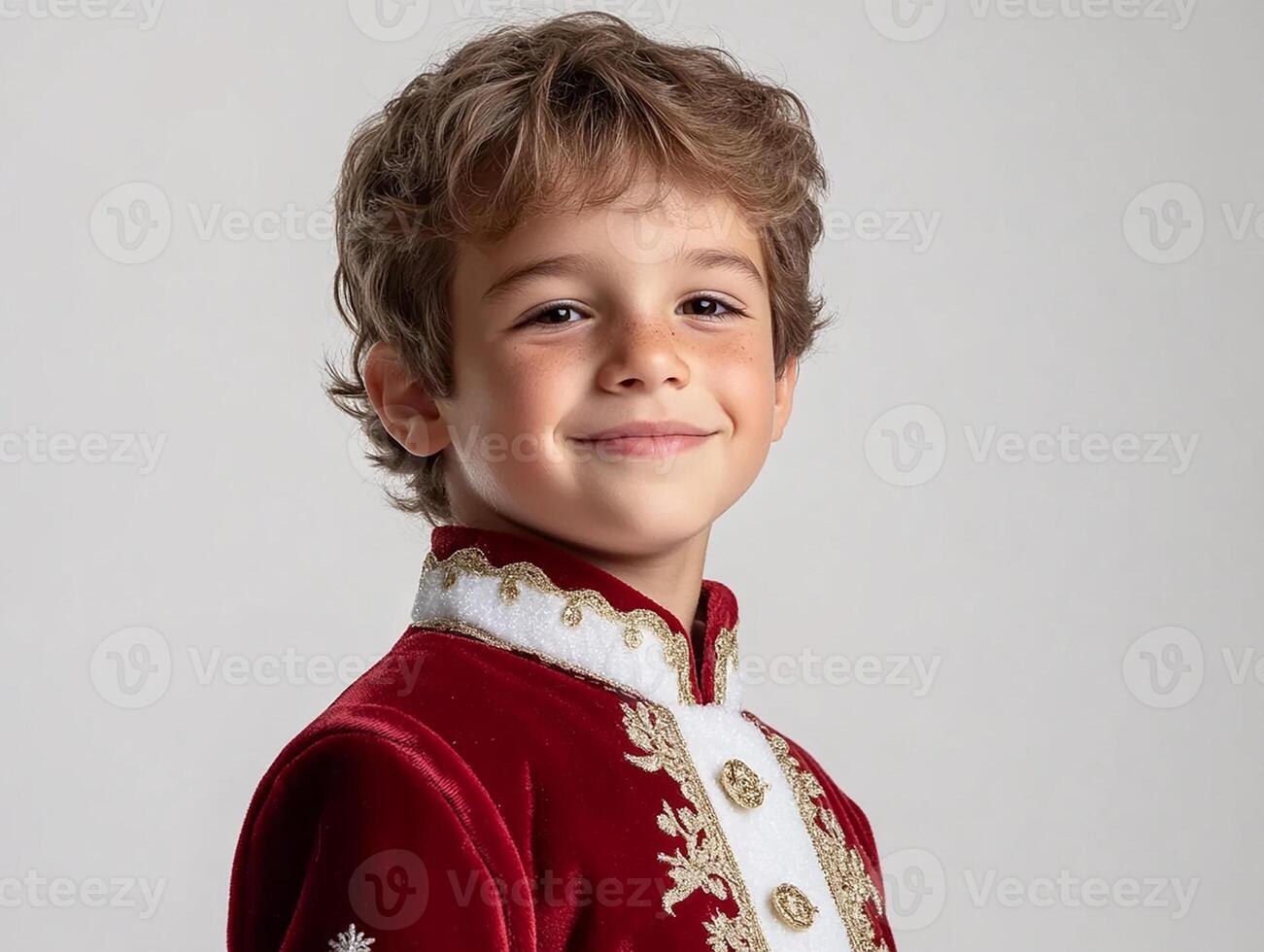A young boy in a red velvet suit photo