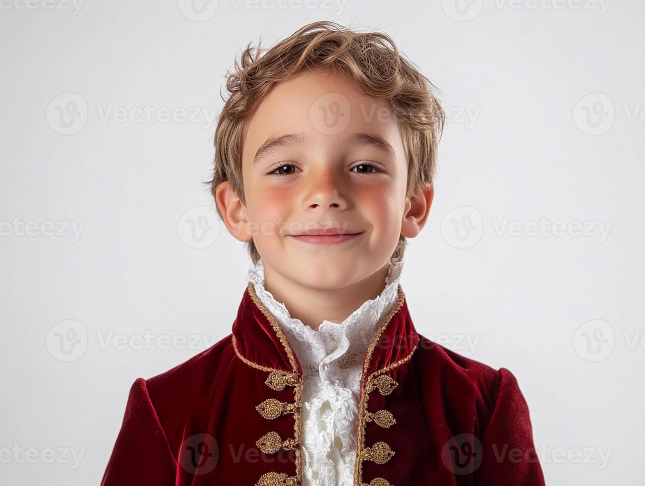 A young boy in a red velvet suit photo