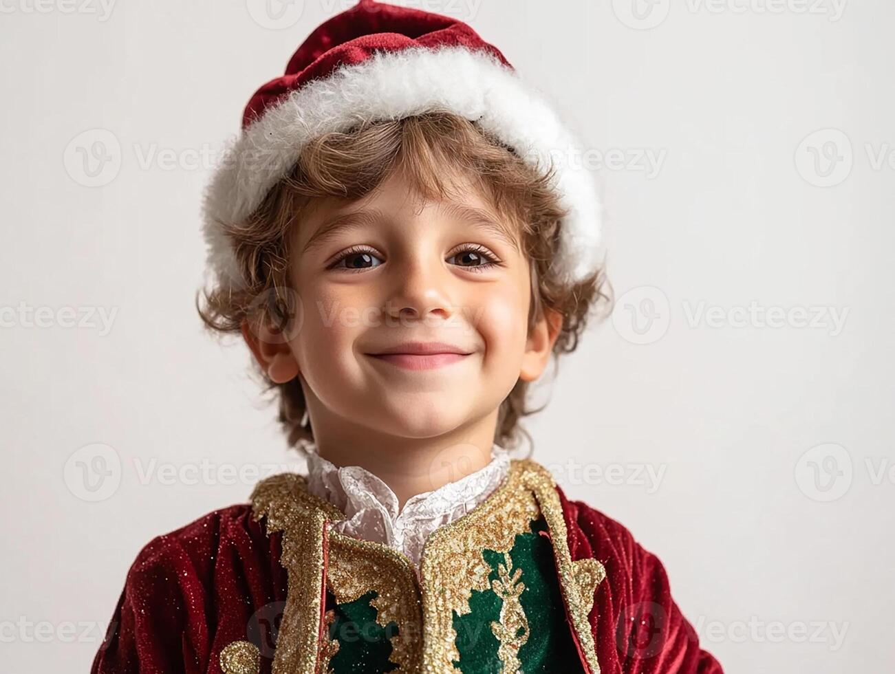 A young boy in a santa hat photo
